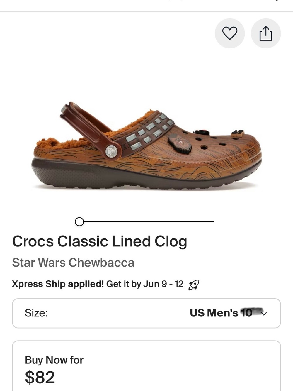 CROCS Chewbacca Brown Faux-Fur Lined Clog - Picture 8 of 8